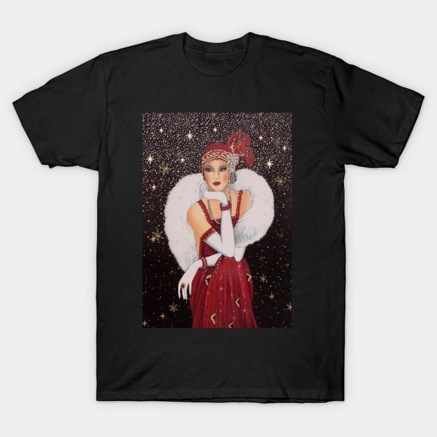 Flapper Sitting in The Stars Print T-Shirt by posterbobs